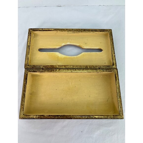 Mid-Century Italian Florentine Wooden Tissue Box Holder Handcrafted Decorative D - Picture 3 of 8
